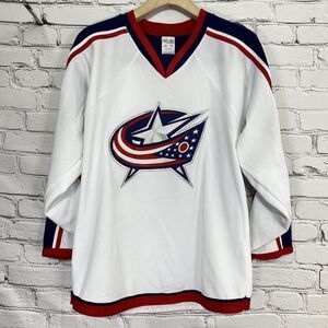 Columbus Blue Jackets White Men’s Hockey Jersey - Red & Navy Accents